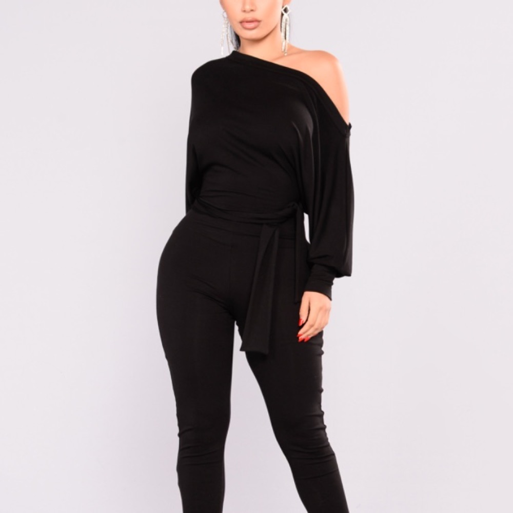 Jump suit off the shoulder